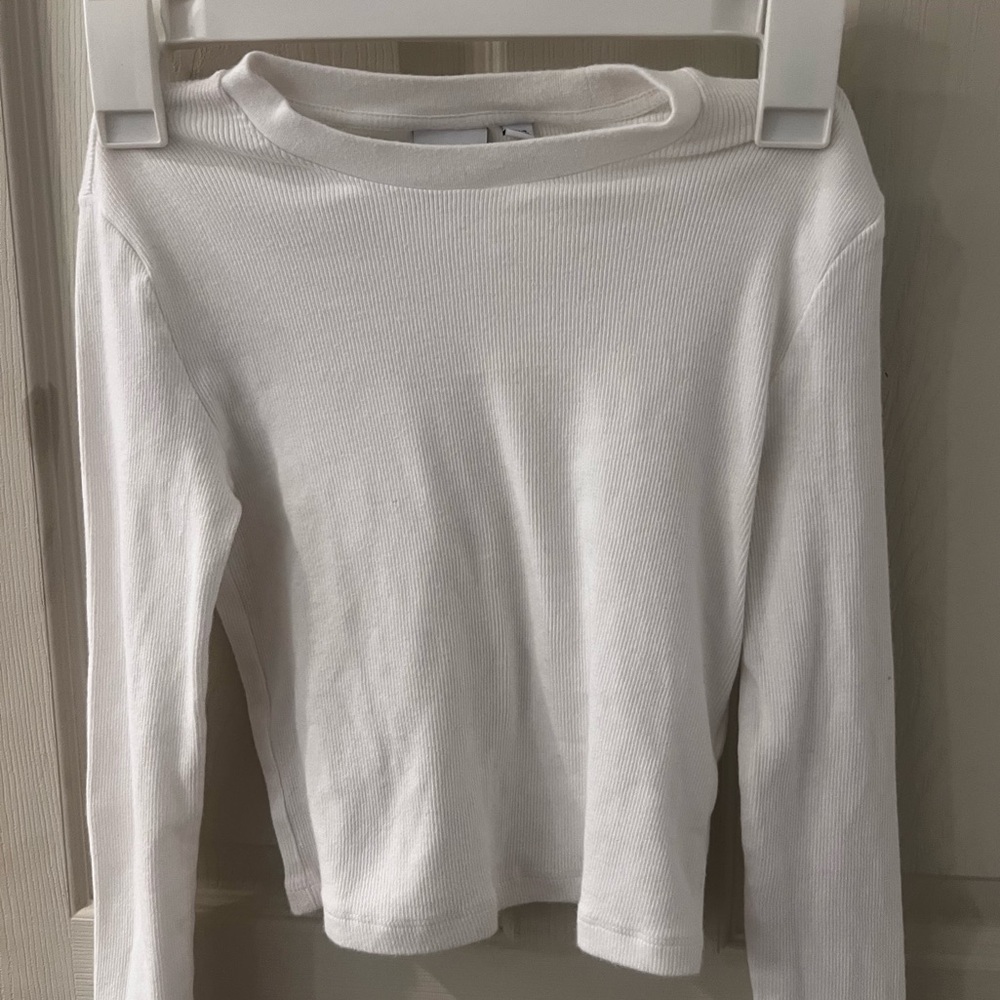 TNA White Ribbed Long Sleeve Top